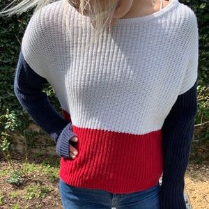 pac sun blue red and white sweater